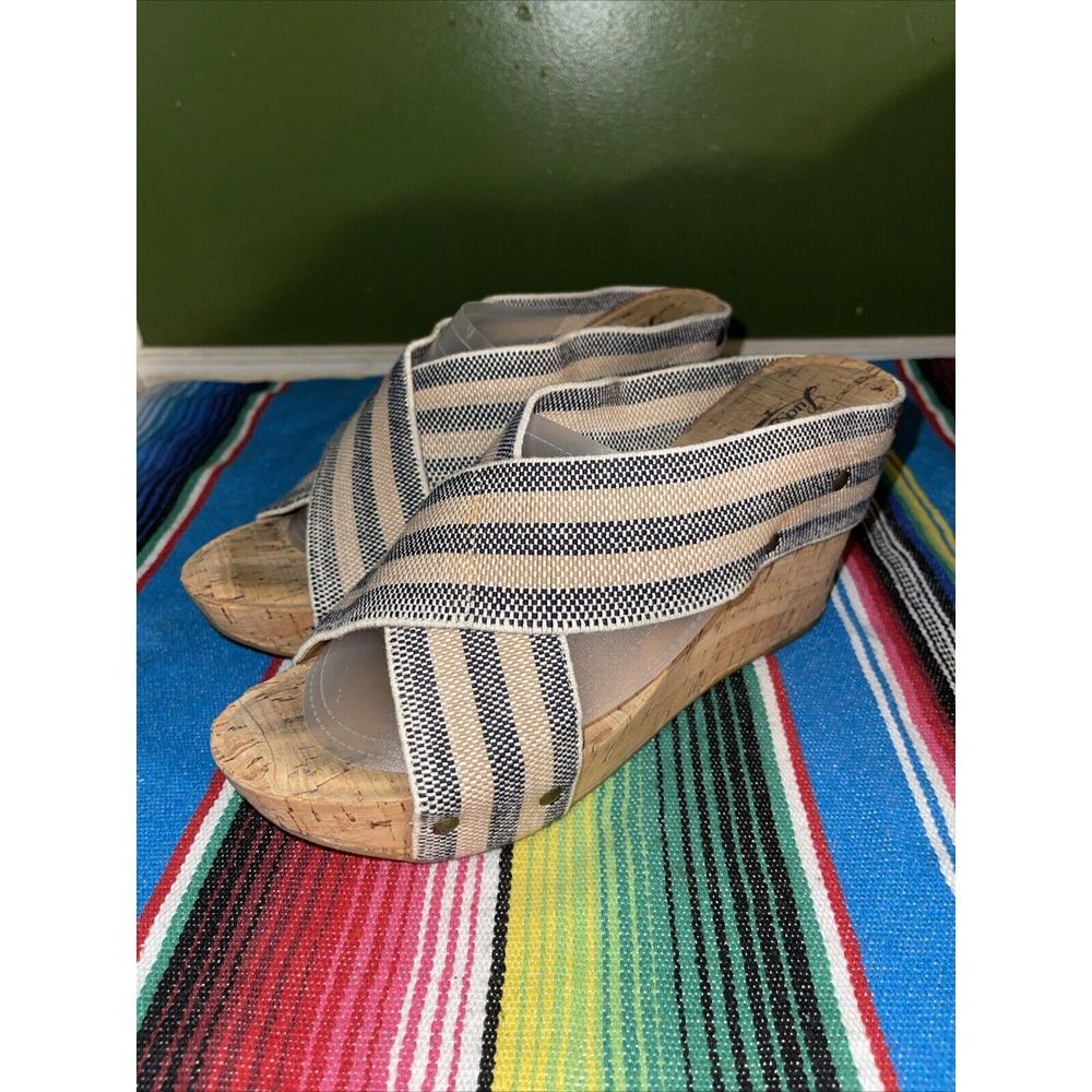 Lucky Brand Sandles Women 9.5 M Miller 2 Wedge Cork Heel Summer Shoes